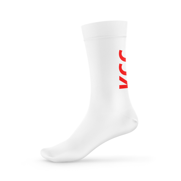 MVMNT custom cycling socks printed in club colours